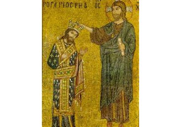 Il mosaico della chiesa della Martorana in Palermo ove Ruggero II appare incoronato da Cristo.