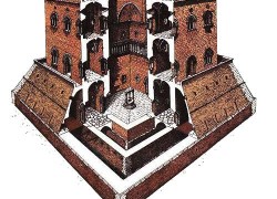 Una recente ricostruzione del palazzo federiciano di Lucera fatta su ispirazione dei disegni di C. A. Willemsen