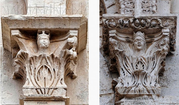 Teste coronate presente all'esterno della cattedrale di Foggia e di Termoli